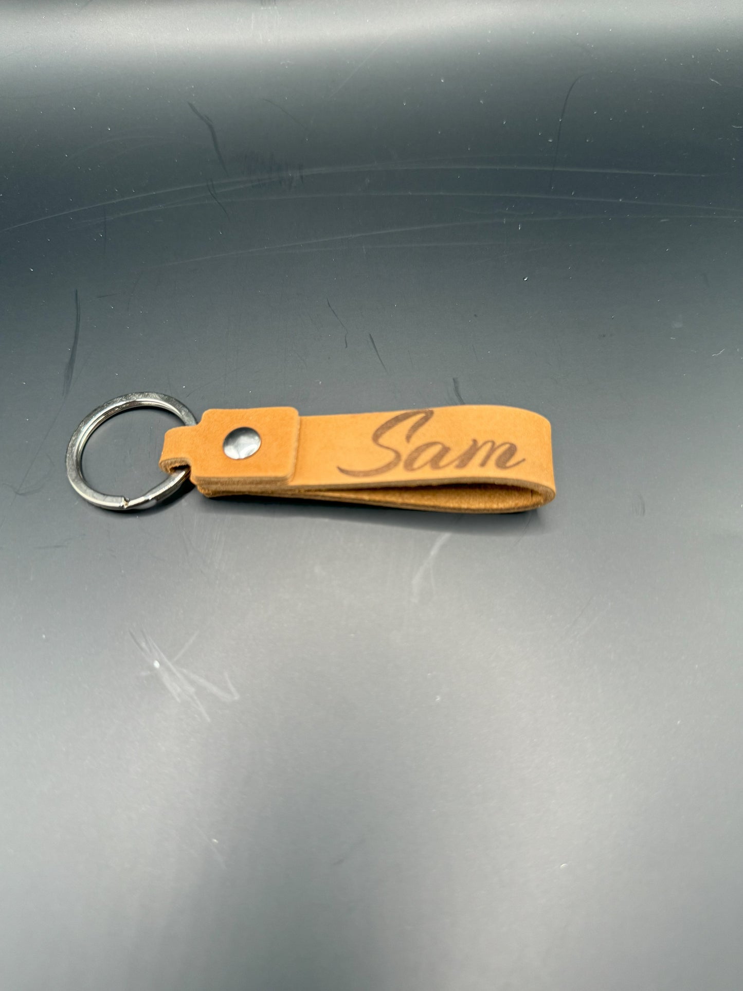 Brown Leather Keychain