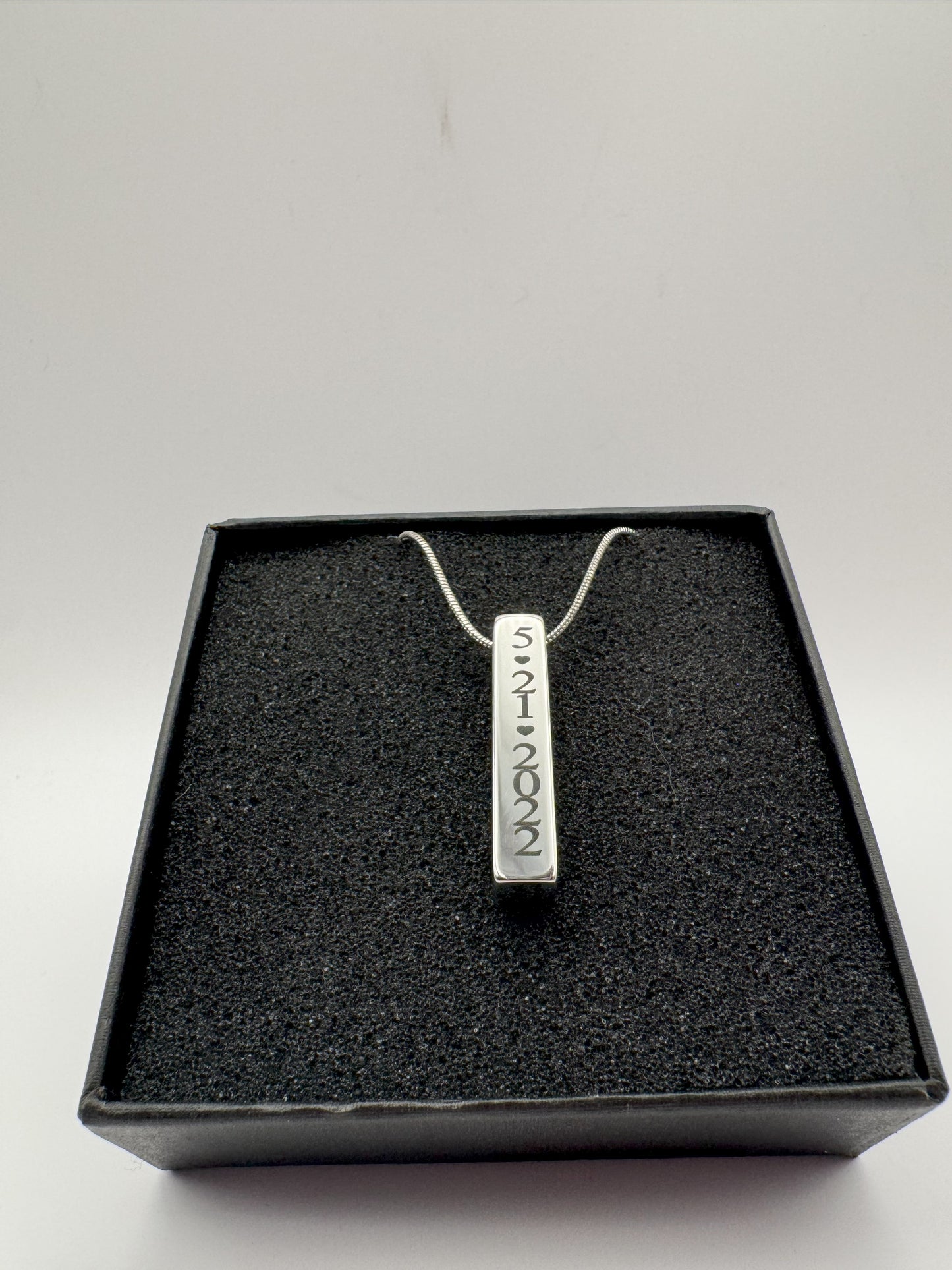 Stainless Steel Bar Necklace with sterling silver chain