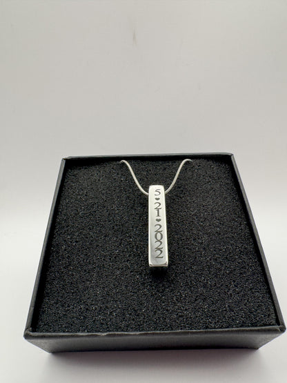 Stainless Steel Bar Necklace with sterling silver chain