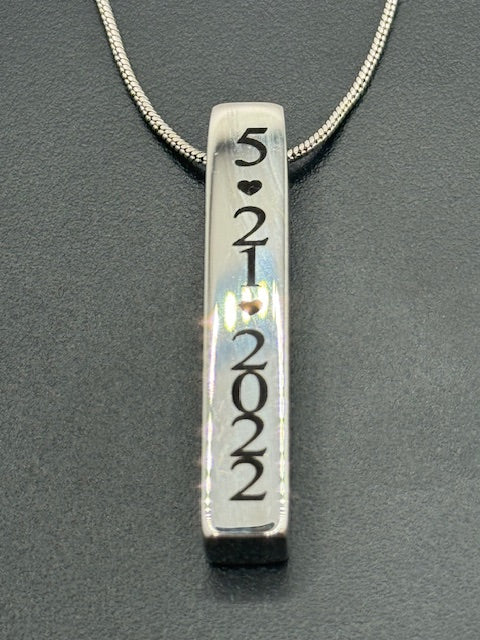 Stainless Steel Bar Necklace with sterling silver chain